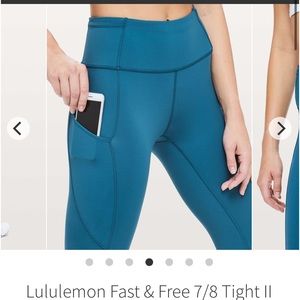 Lululemon Fast & Free 7/8 Tight II *Nulux 25" carbon blue color